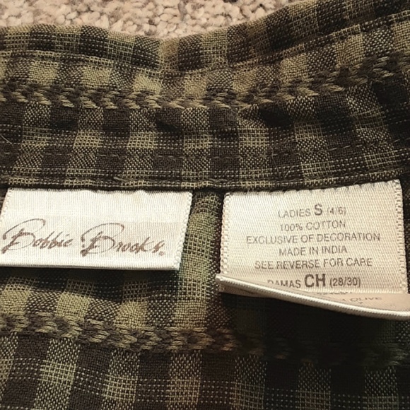 Bobbie Brooks Green Plaid Embroidered Button Cotton Tunic Size S - Picture 11 of 12